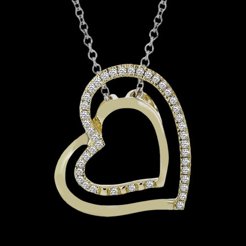 Durable Design Fashionable Present ZP1269 Heart Pendant in 14k Gold with Diamonds