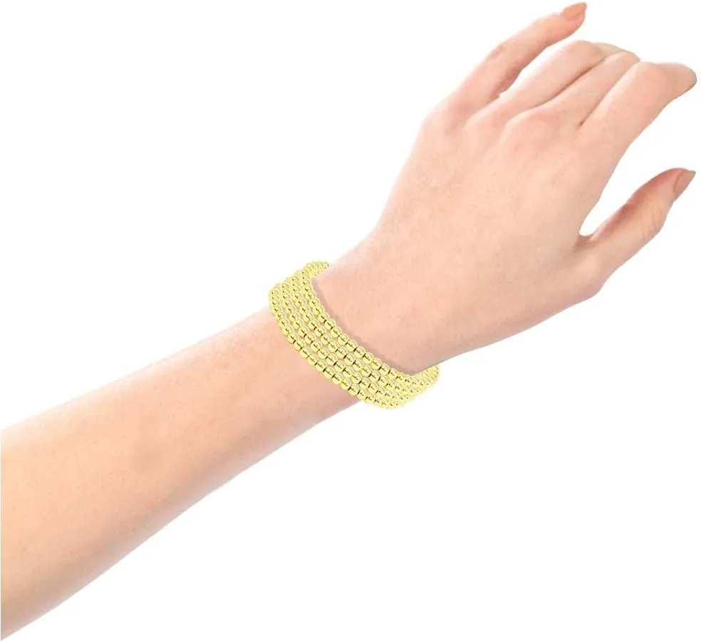 by you Stainless Steel Gold Silver Beaded Ball Bracelets for Women Stretchable Elastic Bracelet Set
