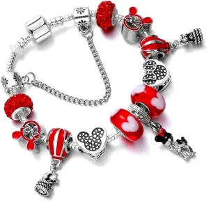 Cartoon Mouse Charms Bracelet, Silver Plated Anti-Tarnish Alloy, 20CM, SHAPER681359412968