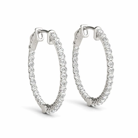 Diamond Inside Out Hoop Earrings in Multiple Gold Options Luxurious Decoration Pretty Look