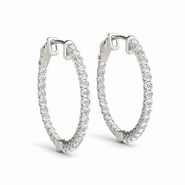 Curved Adornment Diamond Inside Out Hoop Earrings in Multiple Gold Options