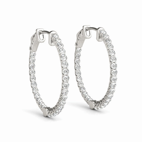 Diamond Inside Out Hoop Earrings in Multiple Gold Options Luxurious Decoration Pretty Look