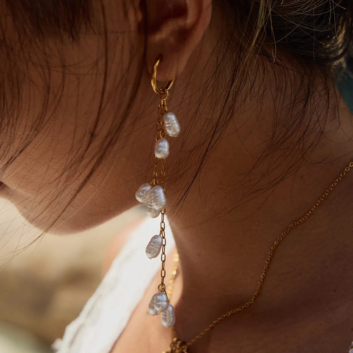 Celeste ?C Long Tassel Pearl Drop Earrings Lightweight Piece Comfortable Detail