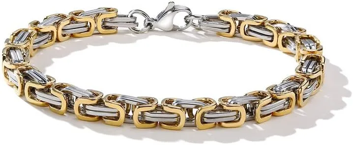Chain Men's Bracelet Solid Thick Metal Stainless Steel Link Chain Rock Bracelets (21cm 6mm- )