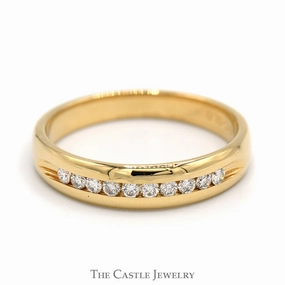 Channel Set 1/4cttw Diamond Wedding Band in 14k Yellow Gold Budget Symbol Eternal Object