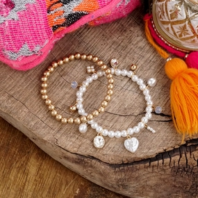 Best Combinations Charmed Light ?C Mixed Charm & Beaded Stretchy Bracelet Set
