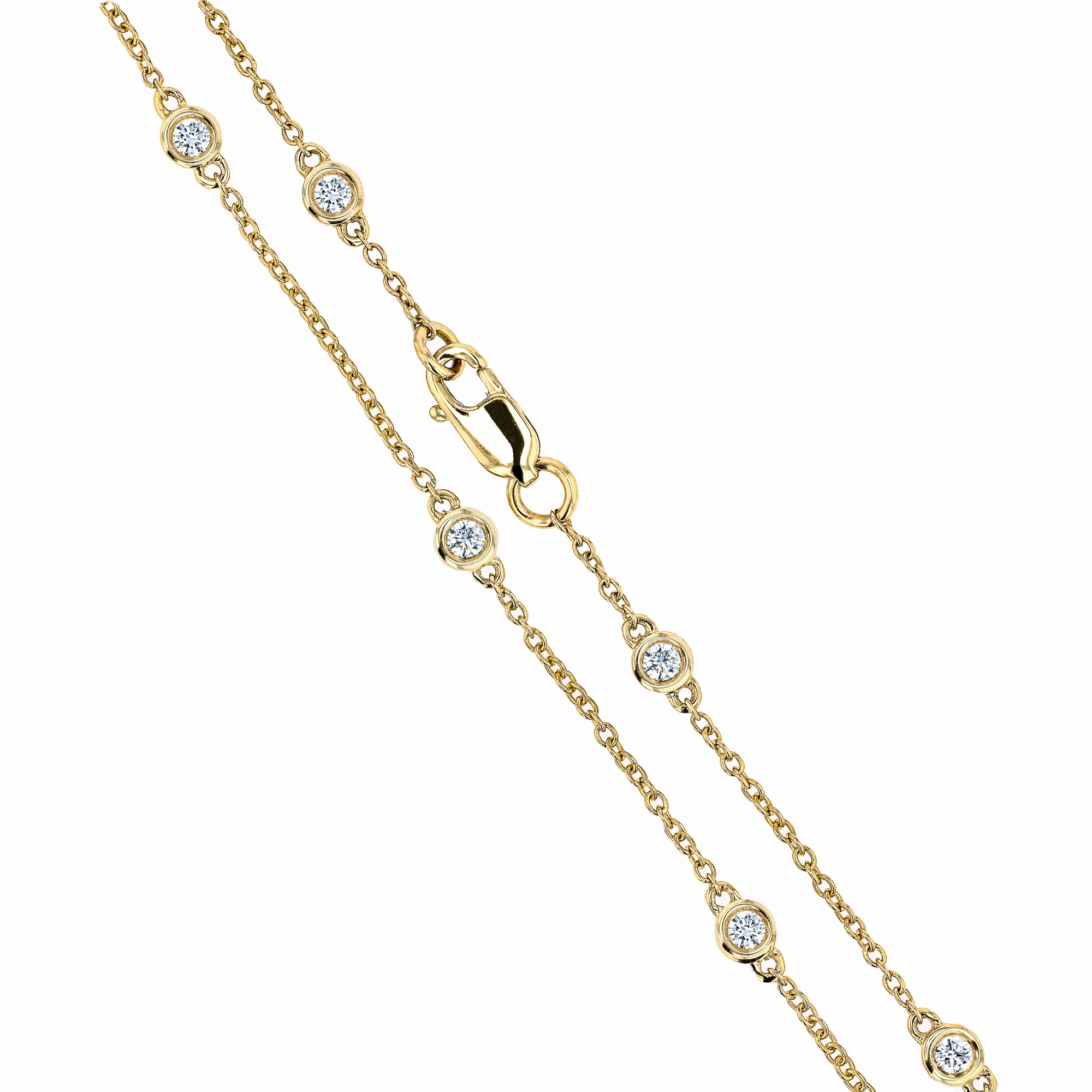 Round Lab Grown Diamond Seven Station Adjustable Necklace - 16 to 24 Inches Petite Style Lovely Accessory