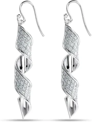 Charmsy 925 Sterling Silver Infinity Knot Twist French Wire Drop Dangle Earrings for Women
