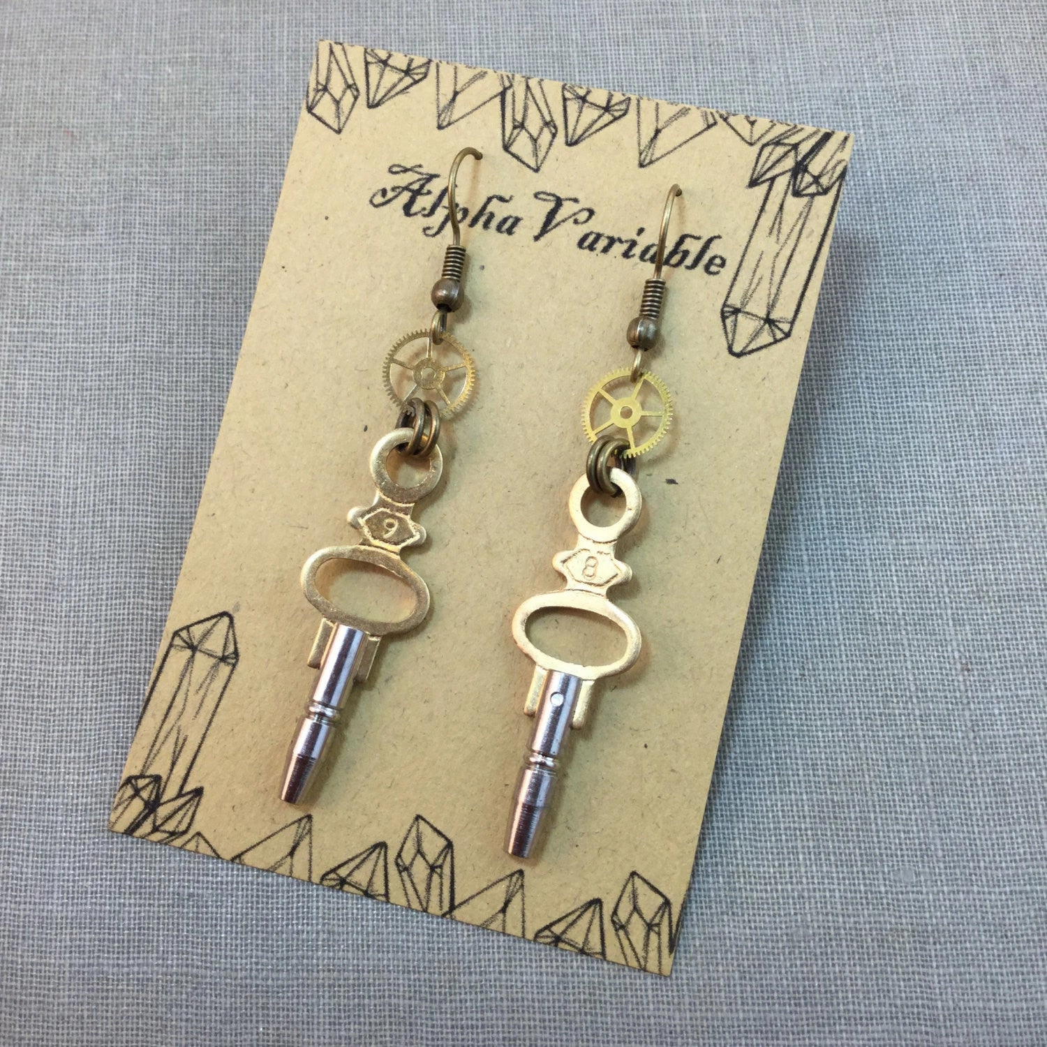 Pocket Watch Winding Key Earrings Lovely Jewelry Gorgeous Creation