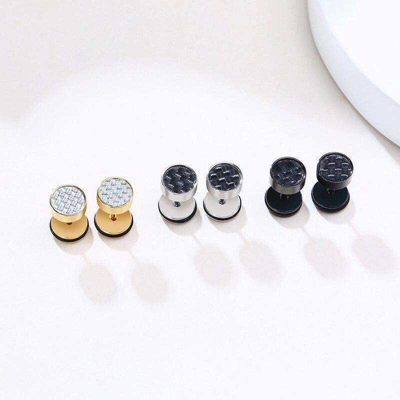 Cycolinks Stainless Steel Carbon Fiber Stud Earrings Luxurious Aesthetic