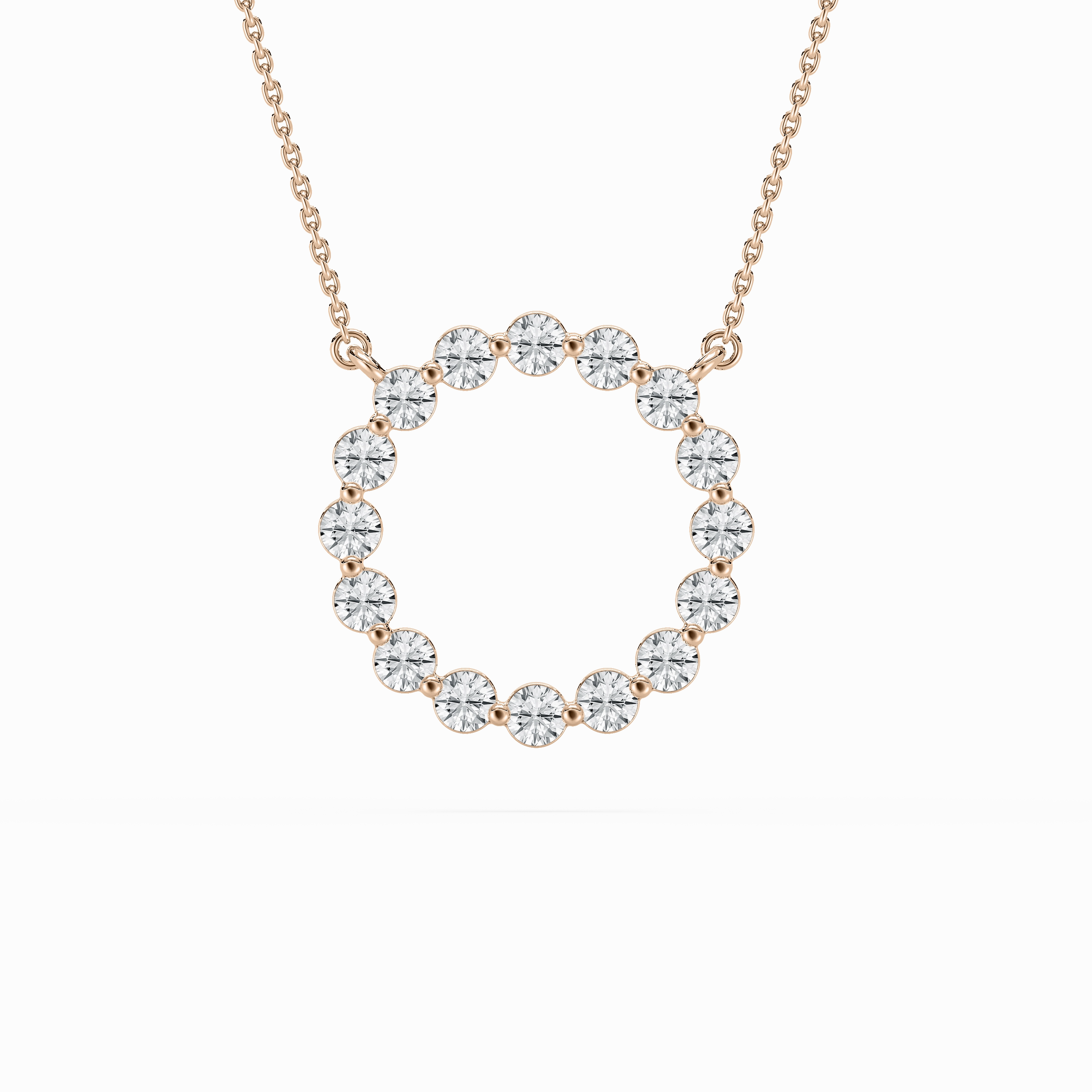 Artful Accent Perfect Style 1 ctw Round Lab Grown Diamond Single Shared Prong Circle Pendant - 18 Inches