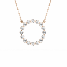 1 ctw Round Lab Grown Diamond Single Shared Prong Circle Pendant - 18 Inches Unique Feature