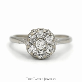3/4cttw 7 Round Diamond Cluster Ring in 14k White Gold Personal Accessory