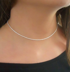 Unique Jewelry Sterling Silver Rope Chain Choker Necklace for Women