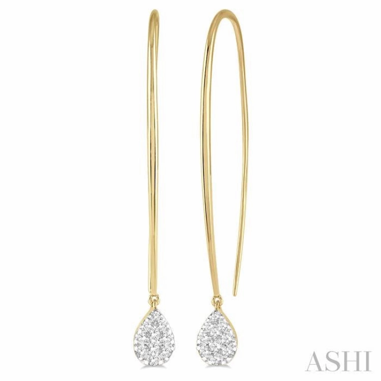 1/2 ctw Pear Shape Dangler Lovebright Round Cut Diamond Earring in 14K Yellow and White Gold Elegant accessory