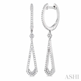 Unique Accessory Smooth Texture 1/3 Ctw Tear Drop Round Cut Diamond Long Earring in 10K White Gold