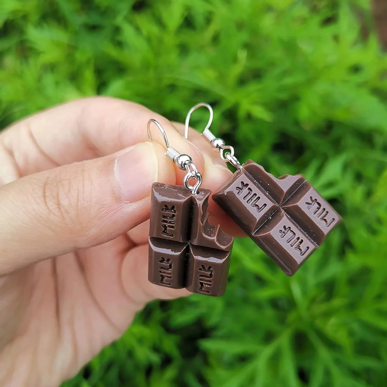 Chocolate Drop Earrings for Women Personalized Dangle Earrings Statement Earrings (Black, One Size)