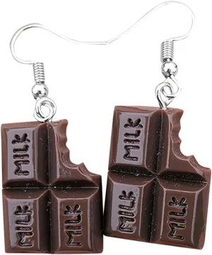 Chocolate Drop Earrings for Women Personalized Dangle Earrings Statement Earrings (Black, One Size)