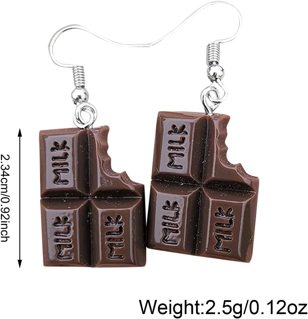 Chocolate Drop Earrings for Women Personalized Dangle Earrings Statement Earrings (Black, One Size)