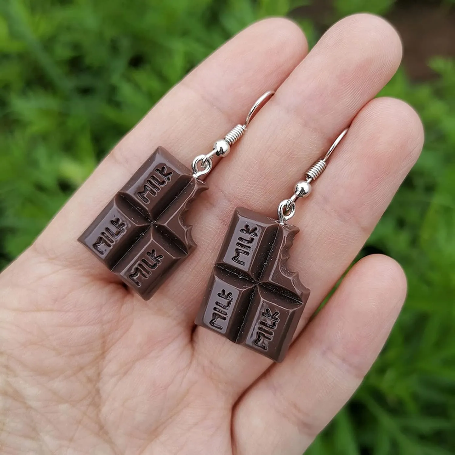Chocolate Drop Earrings for Women Personalized Dangle Earrings Statement Earrings (Black, One Size)