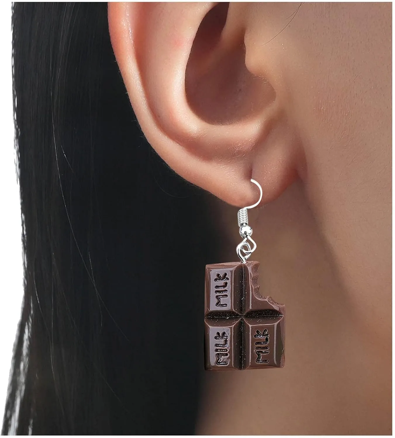 Chocolate Drop Earrings for Women Personalized Dangle Earrings Statement Earrings (Black, One Size)