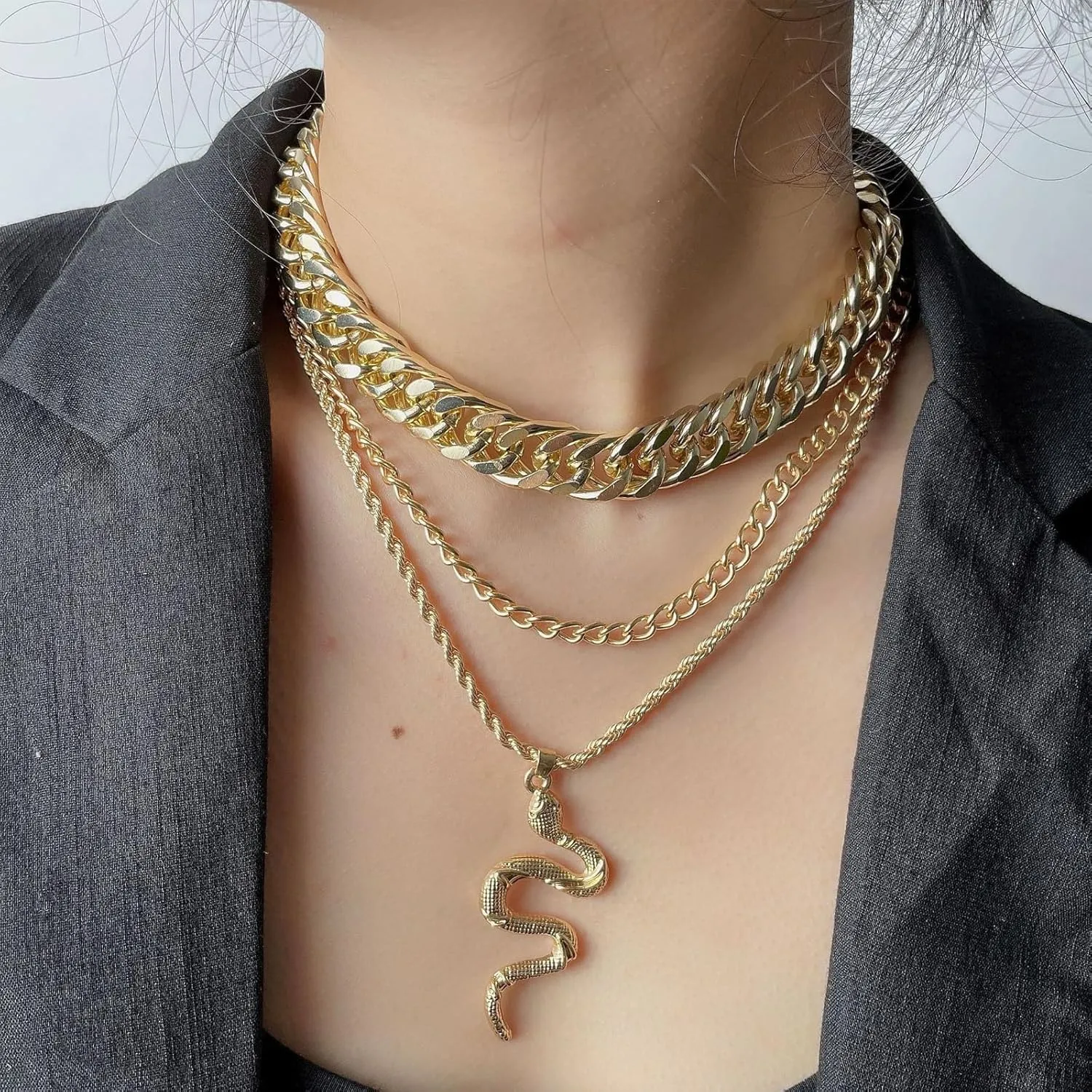 Choice Snake Necklace & Bracelet - Bendable Serpent Shape Collar - Women's Snake Jewelry
