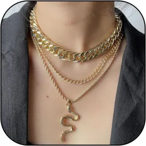 Choice Snake Necklace & Bracelet - Bendable Serpent Shape Collar - Women's Snake Jewelry