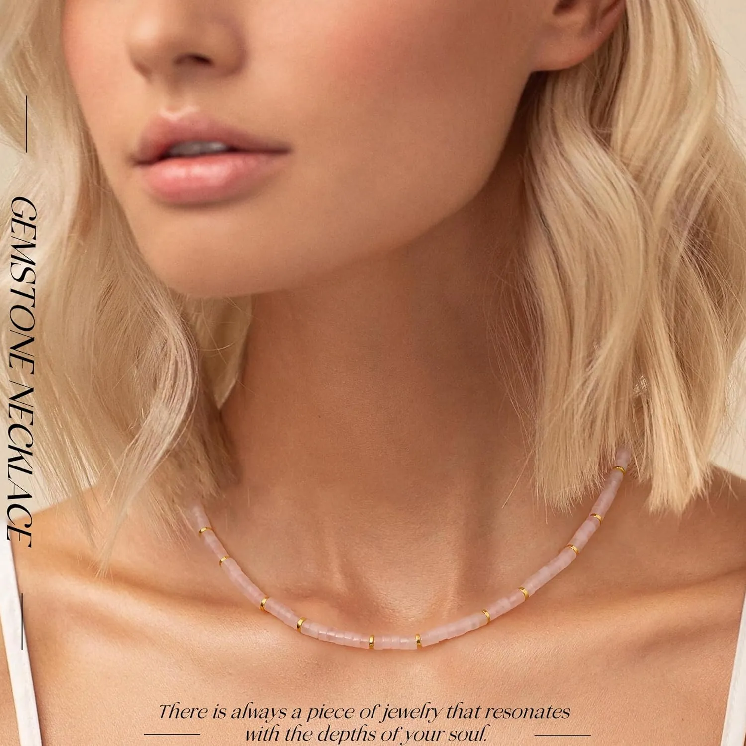 Choker Necklace for Women,Gemstone Beaded Necklace Choker Necklaces for Women Stocking Stuffers for Teens Gifts for Her Adjustable 14k Gold Anniversary Birthday Christmas Jewelry
