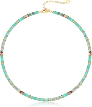 Choker Necklace for Women,Gemstone Beaded Necklace Choker Necklaces for Women Stocking Stuffers for Teens Gifts for Her Adjustable 14k Gold Anniversary Birthday Christmas Jewelry
