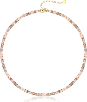 Choker Necklace for Women,Gemstone Beaded Necklace Choker Necklaces for Women Stocking Stuffers for Teens Gifts for Her Adjustable 14k Gold Anniversary Birthday Christmas Jewelry