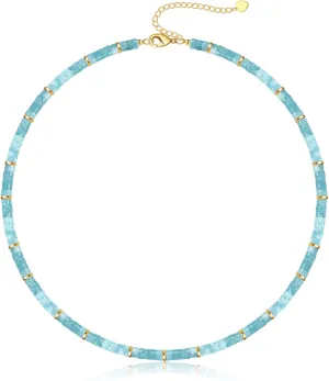 Choker Necklace for Women,Gemstone Beaded Necklace Choker Necklaces for Women Stocking Stuffers for Teens Gifts for Her Adjustable 14k Gold Anniversary Birthday Christmas Jewelry