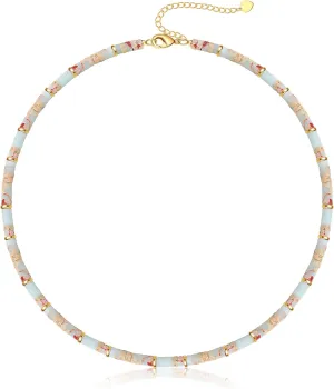 Choker Necklace for Women,Gemstone Beaded Necklace Choker Necklaces for Women Stocking Stuffers for Teens Gifts for Her Adjustable 14k Gold Anniversary Birthday Christmas Jewelry