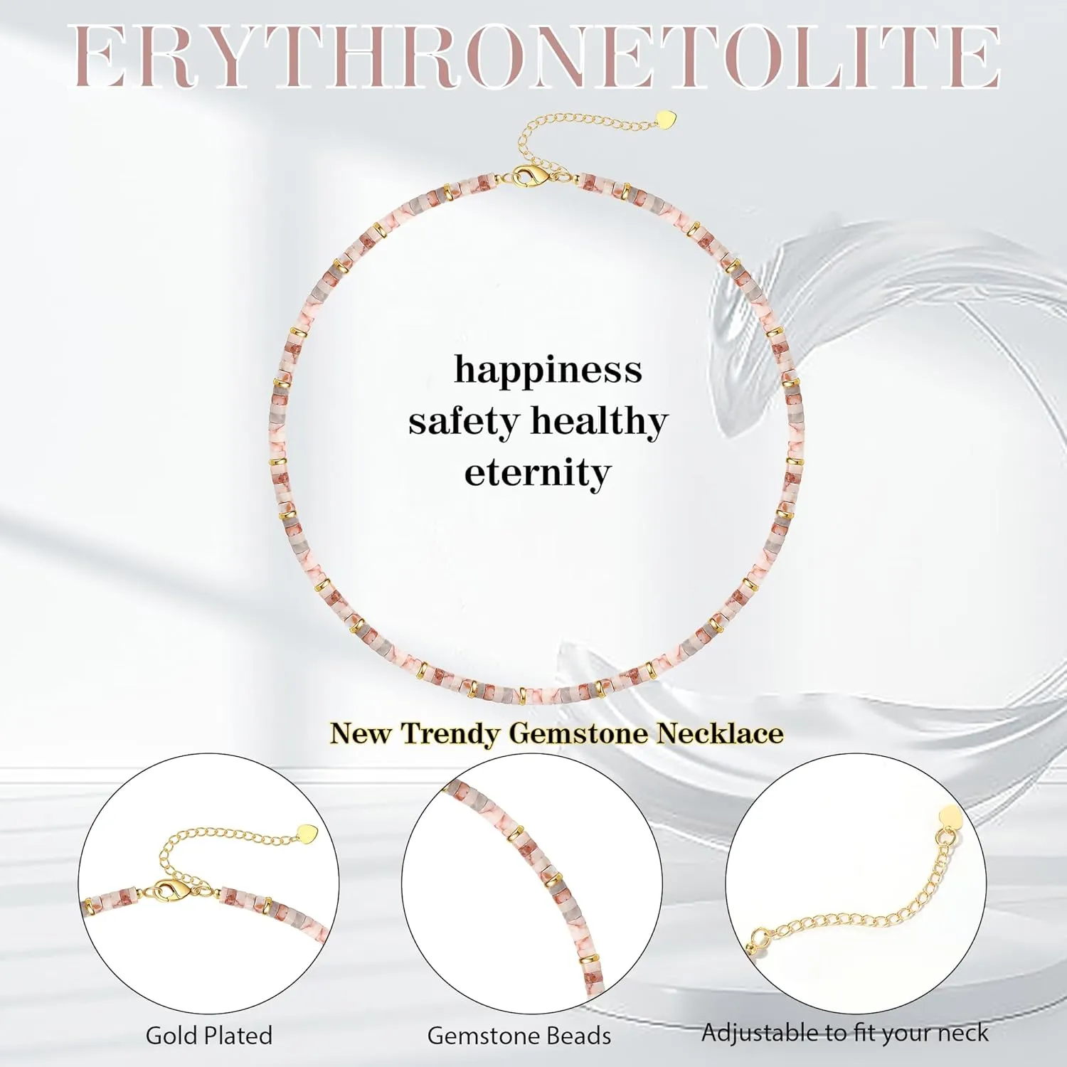 Choker Necklace for Women,Gemstone Beaded Necklace Choker Necklaces for Women Stocking Stuffers for Teens Gifts for Her Adjustable 14k Gold Anniversary Birthday Christmas Jewelry