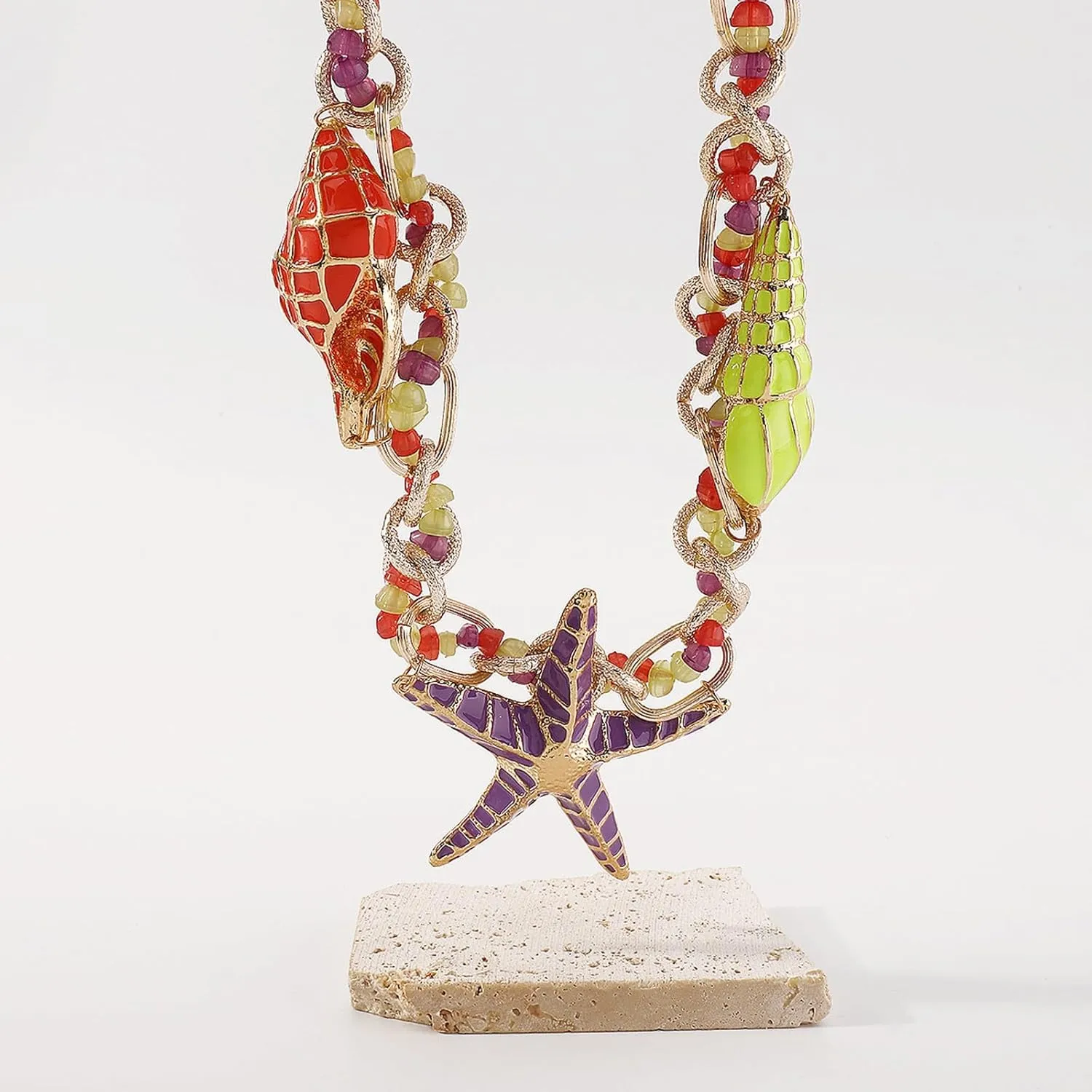 Choker Necklaces for Women Trendy Pendant Bohemian Handmade Beaded Choker Necklace Adjustable Colorful Seashell Surfer Necklaces Beach Pooka Boho Trendy Choker Summer Wedding Anniversary Jewelry