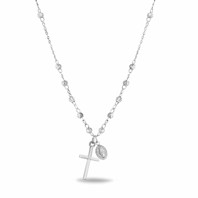 Delicate Style Bohemian style Sterling Silver Virgin Mary Cross Dangle Necklace