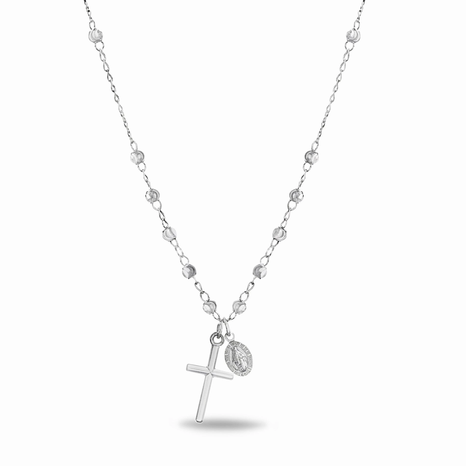 Delicate Style Bohemian style Sterling Silver Virgin Mary Cross Dangle Necklace