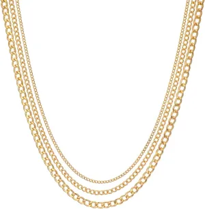 Chunky Choker Necklace For Women Golden Plated Chain Necklace Simple Layered Three Tiered Necklaces (Gold, One Size), ZLOr5U6F4