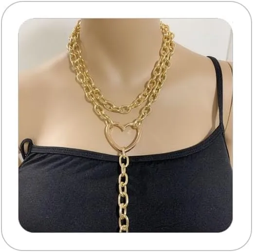 Chunky Gold Necklaces for Women Gold Layered Necklaces Punk 8090s Hip Hop Necklace Cuban Link Chain Necklaces Layered Choker Necklace Prom Jewelry Freaknik Outfit Accessories
