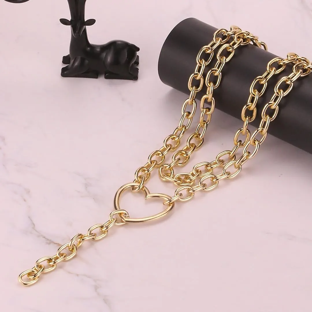 Chunky Gold Necklaces for Women Gold Layered Necklaces Punk 8090s Hip Hop Necklace Cuban Link Chain Necklaces Layered Choker Necklace Prom Jewelry Freaknik Outfit Accessories
