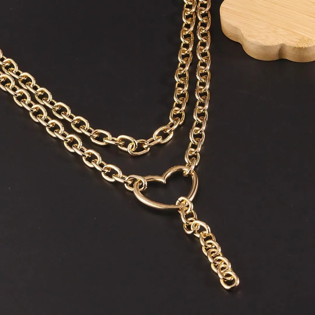 Chunky Gold Necklaces for Women Gold Layered Necklaces Punk 8090s Hip Hop Necklace Cuban Link Chain Necklaces Layered Choker Necklace Prom Jewelry Freaknik Outfit Accessories