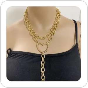 Chunky Gold Necklaces for Women Gold Layered Necklaces Punk 8090s Hip Hop Necklace Cuban Link Chain Necklaces Layered Choker Necklace Prom Jewelry Freaknik Outfit Accessories