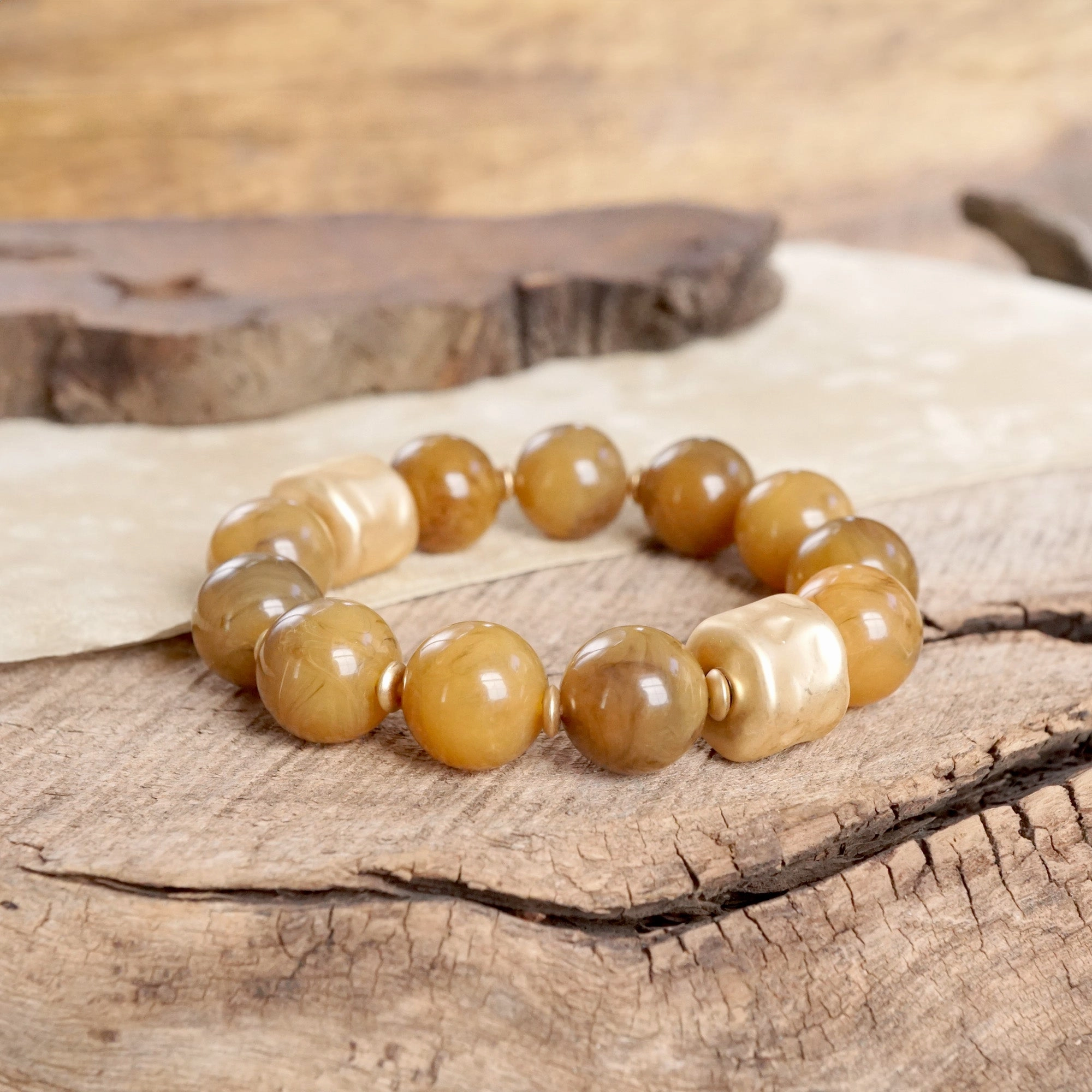 International Norm Hippie Chic Chunky Beaded Statement Bracelets Gold Red Brown Green Gray