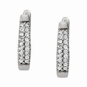 Corporate Item High-Quality Style Diamond J-Hoops 18-Stone Earrings