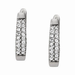 Vintage Essential Diamond J-Hoops 18-Stone Earrings