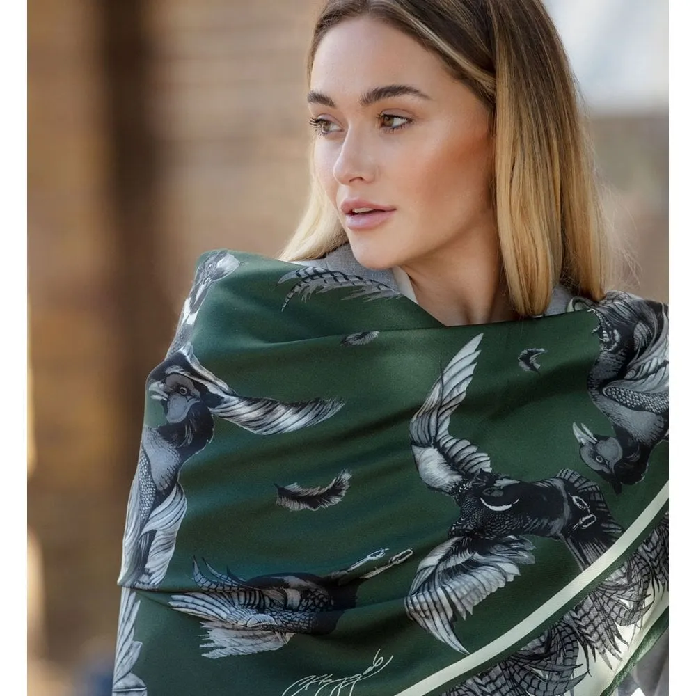 Clare Haggas Ladies Turfwar Monochrome Large Square Silk Scarf