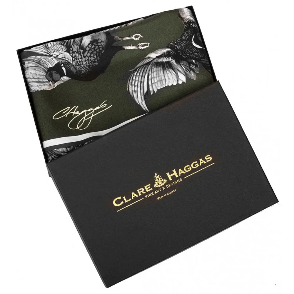 Clare Haggas Ladies Turfwar Monochrome Large Square Silk Scarf