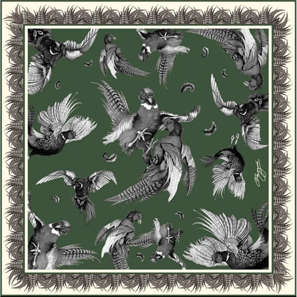 Clare Haggas Ladies Turfwar Monochrome Large Square Silk Scarf
