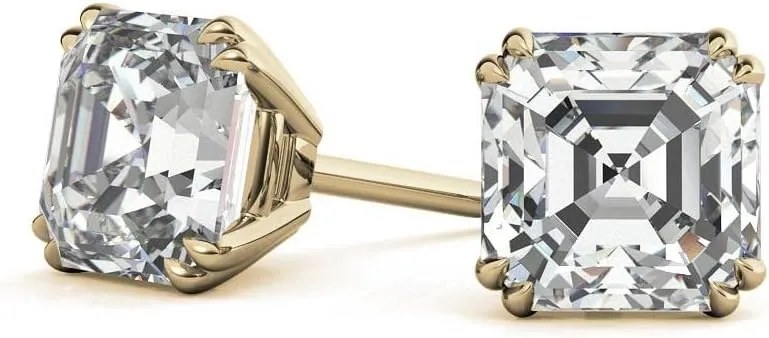 Classic Asscher Cut Stud Earrings Stud Earrings, 925 Sterling Silver Earrings, Party Wear Earrings For Woman, Double Claw Prong Earring