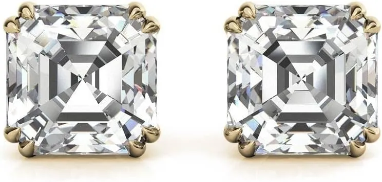 Classic Asscher Cut Stud Earrings Stud Earrings, 925 Sterling Silver Earrings, Party Wear Earrings For Woman, Double Claw Prong Earring