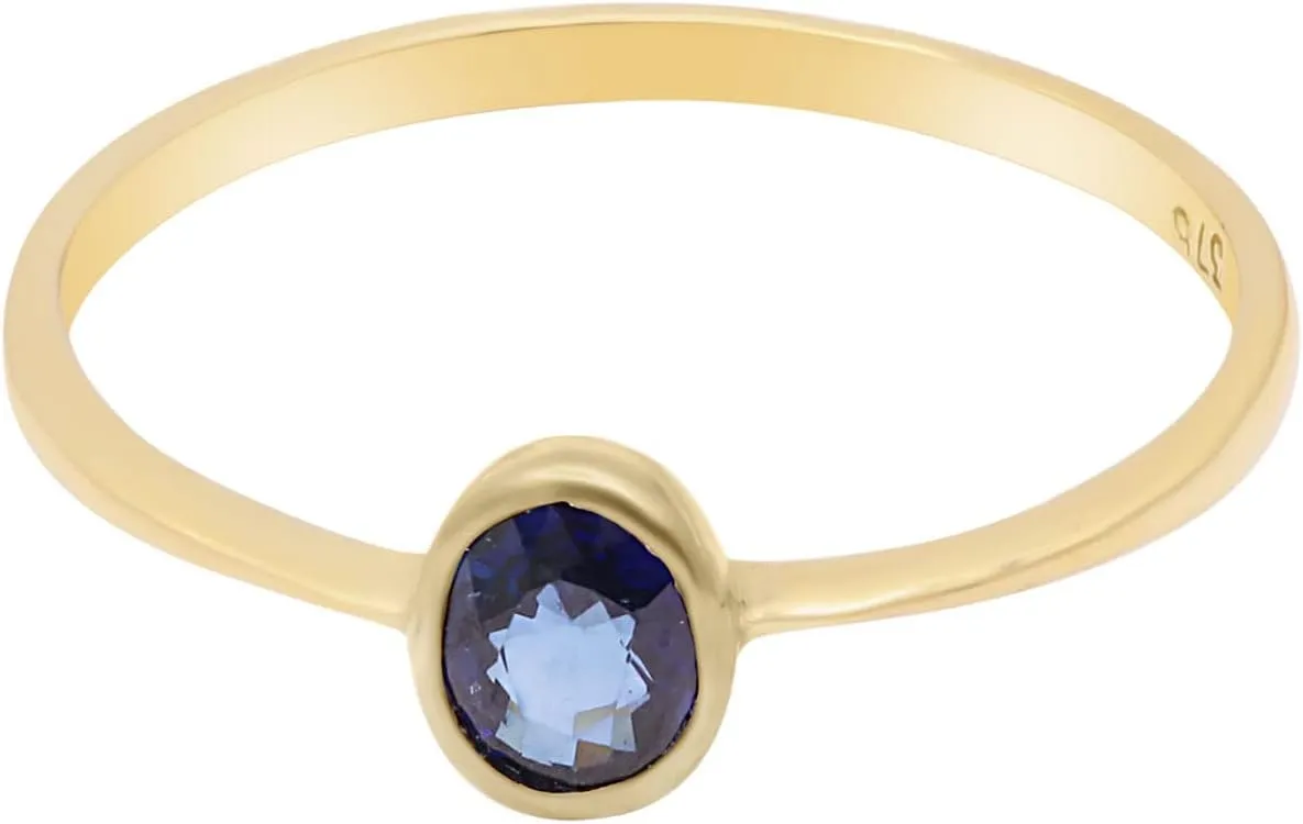 Classic Sapphire Oval Ring 9k Solid Yellow Gold Engagement Anniversary Rings Minimalist Women Birthday Ring Gift For Her September Birthstone Mother Jewelry Christmas Gift